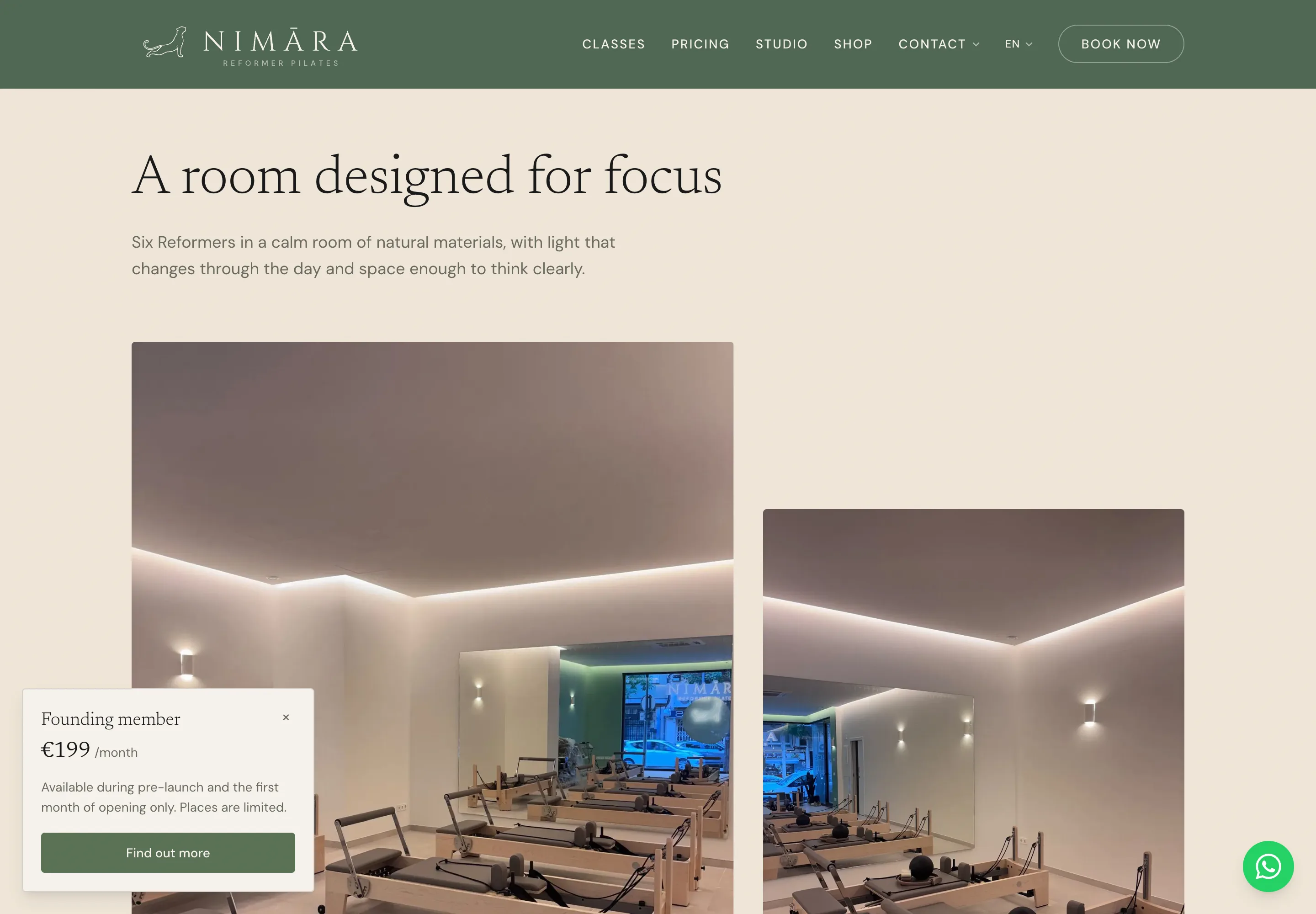 The Nimara studio page, describing the Santa Catalina room