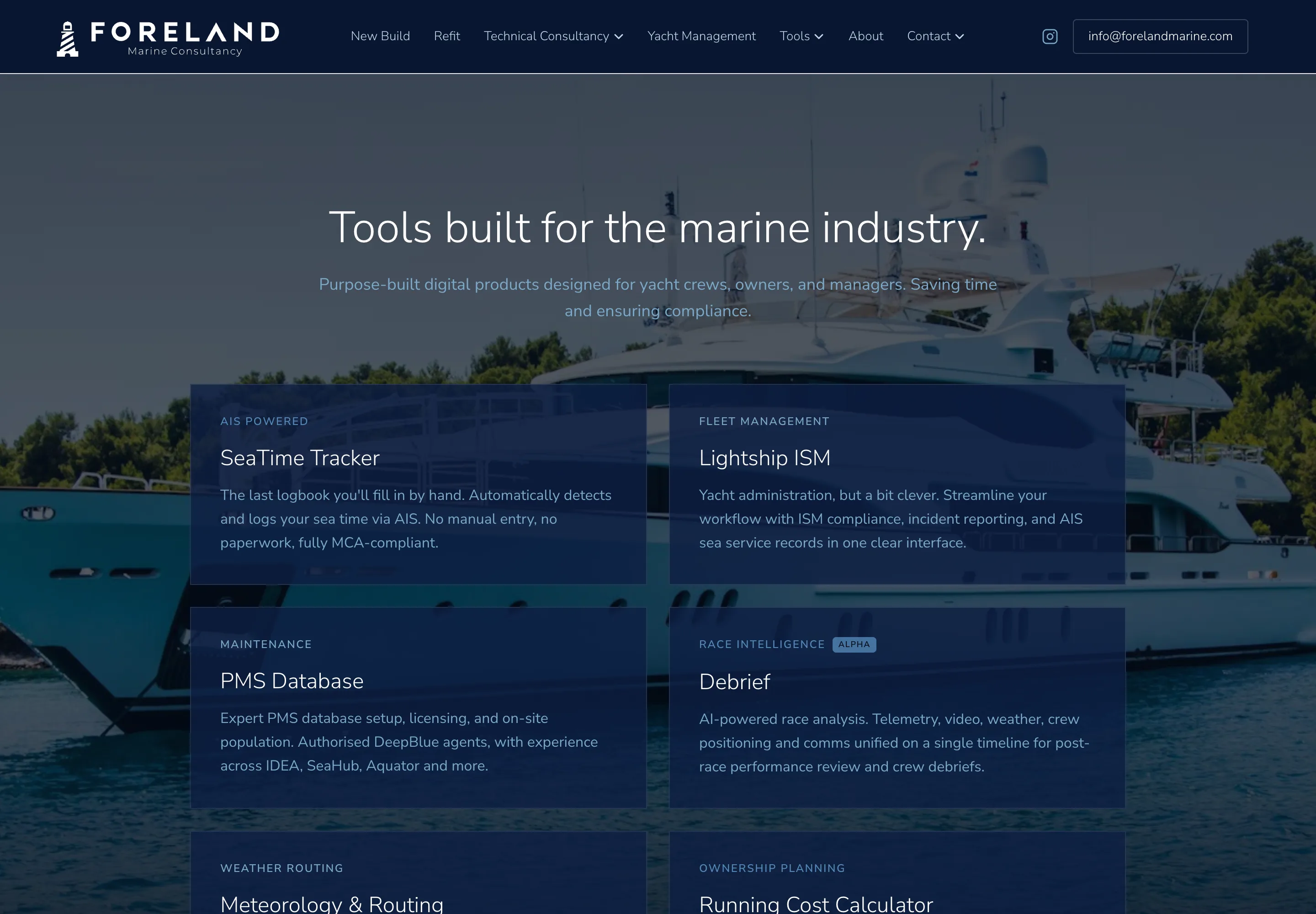 The tools index, listing six self-serve tools