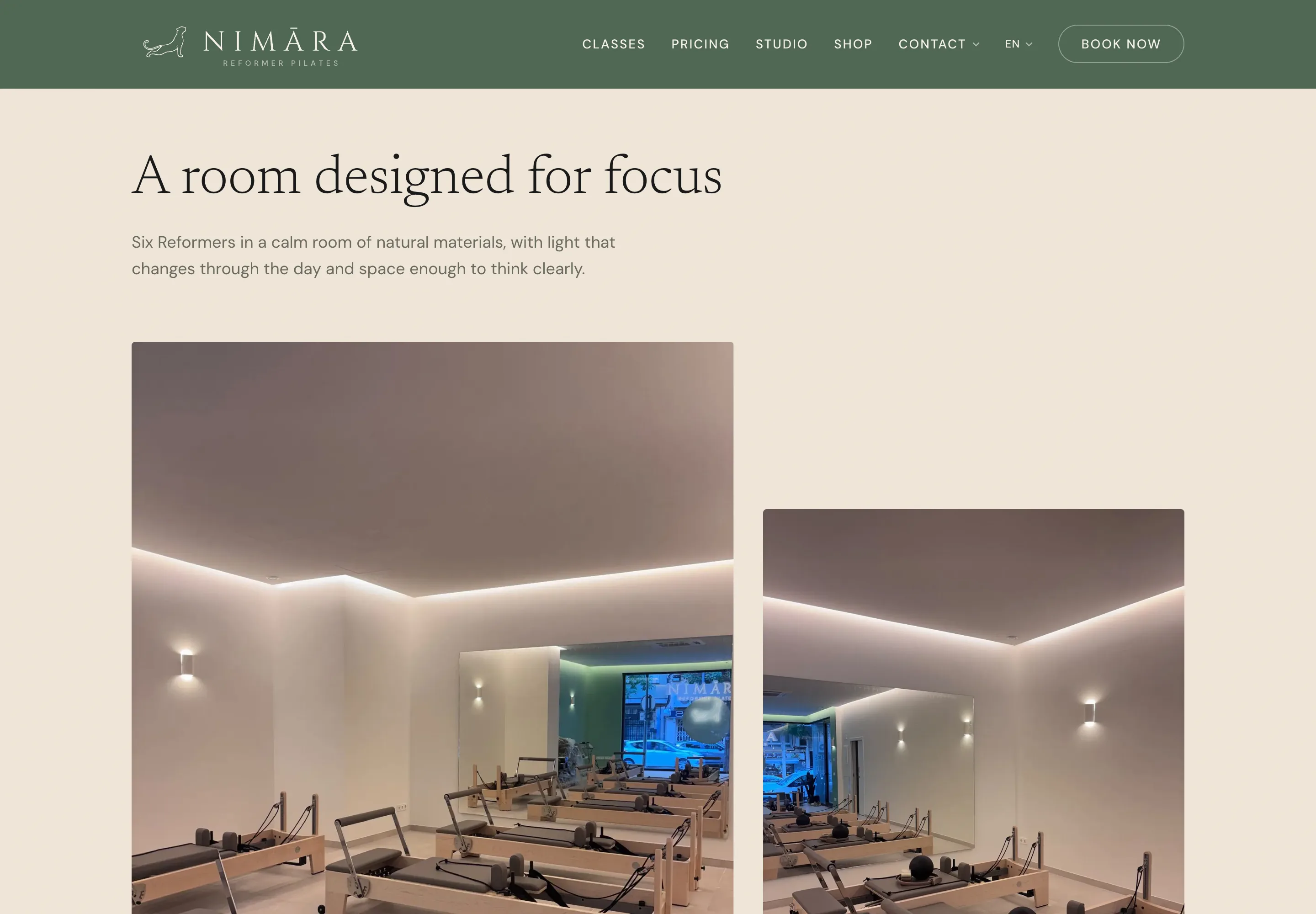 The Nimāra studio page, describing the Santa Catalina room